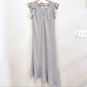 Leith Light Gray Asymmetrical Ruffle Dress